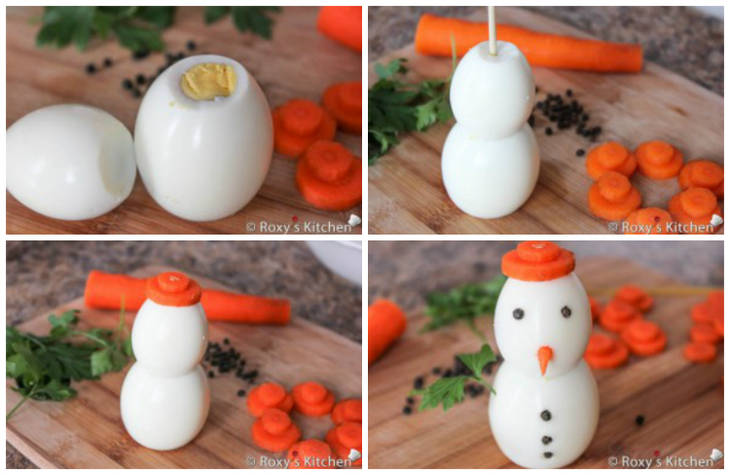 Bonhomme de neige avec des œufs durs