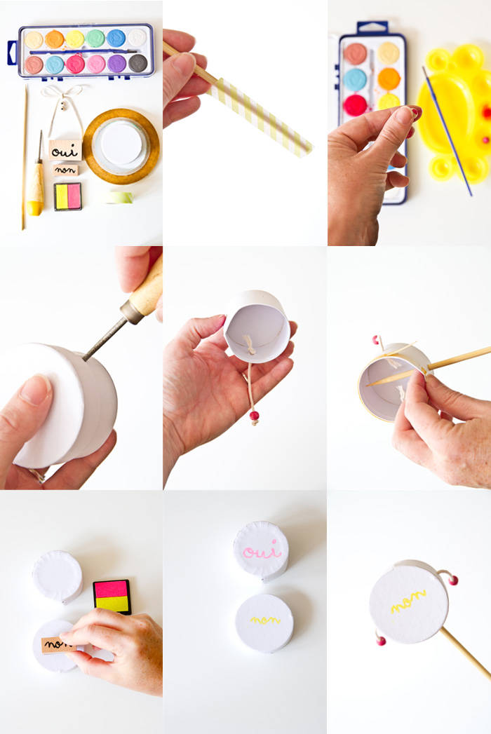 Fabriquer un tap-tap ou un tambourin pour les enfants