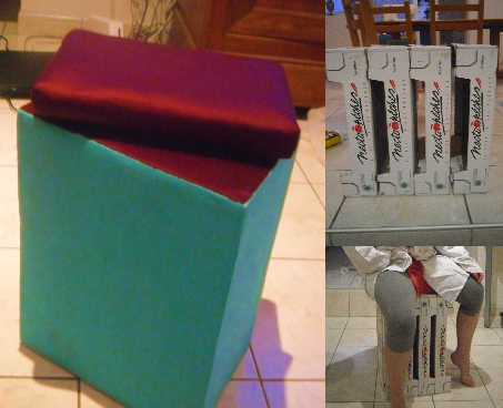 Tabouret en cagette de fruit en carton