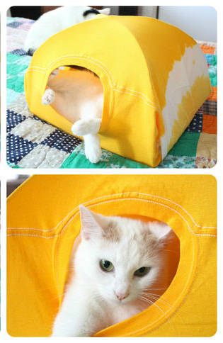 tente pour chat DIY fabriquée à partir d'un t-shirt