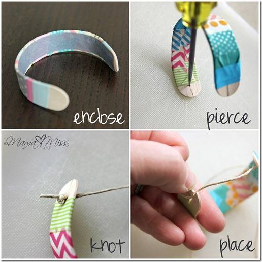 Bracelets en bois et ruban Washi