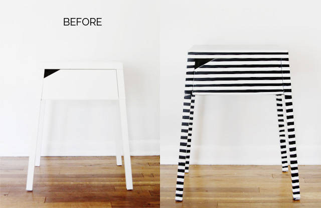 Ajouter des rayures design à une table de nuit trop simple