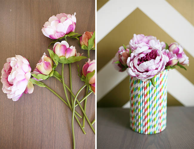 Vase décoré avec des pailles