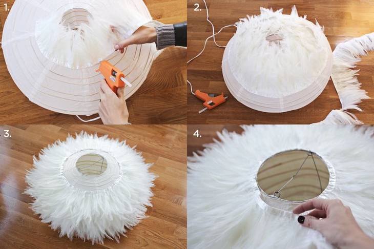Luminaire en plumes