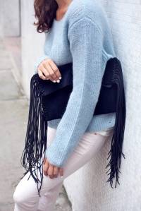 Pochette à franges en cuir