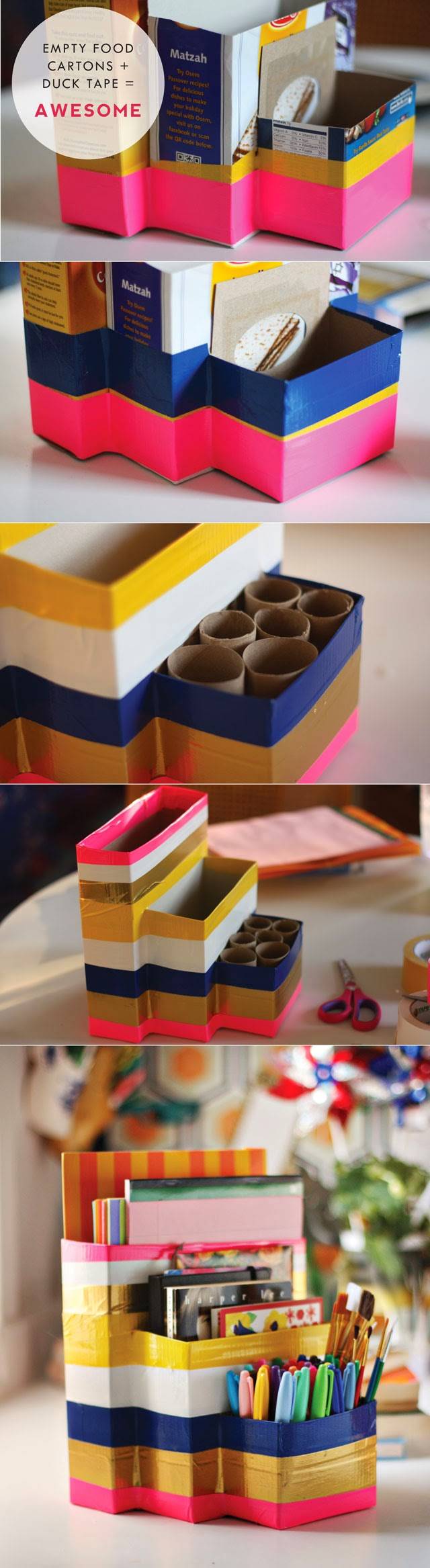 Organisateur de bureau avec des boîtes en carton