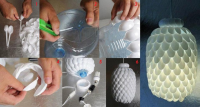 Lampe en cuillères en plastique