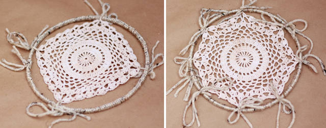 Attrape-rêve bohème avec un napperon en crochet