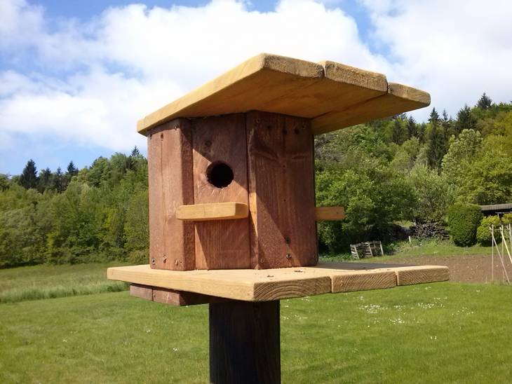 Cabane à oiseaux, en bois de palettes. Traitée à l'huile de lin.   Mangeoires pour oiseaux faites maison, Nichoir, Mangeoires oiseaux en bois