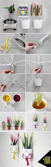 Pot suspendu avec des cordes