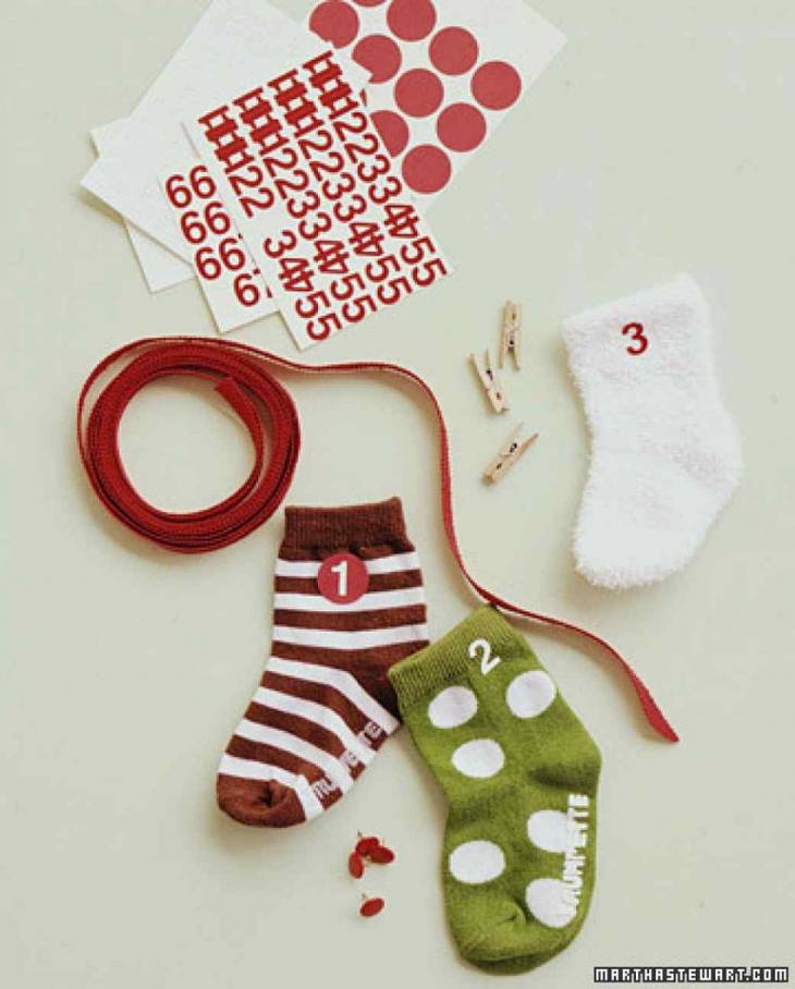 Calendrier de l'Avent avec des chaussettes