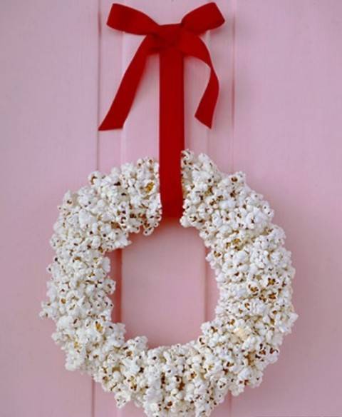 Couronne de Noël en pop-corn
