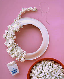 Couronne de Noël en pop-corn