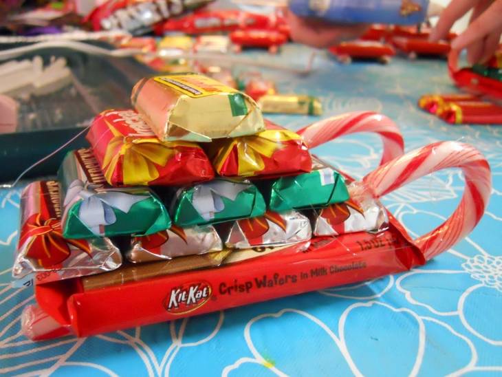 Traîneaux du Père Noël en friandises