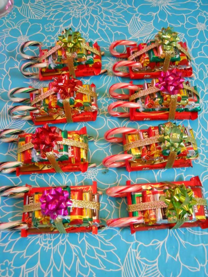 Traîneaux du Père Noël en friandises