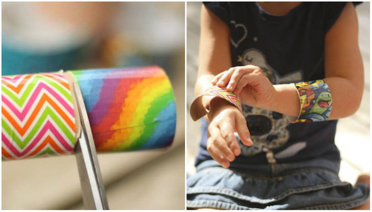 Bracelets pour enfants avec des rouleaux de papier toilette