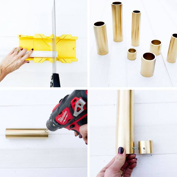 Serre-livres doré avec des tubes en PVC
