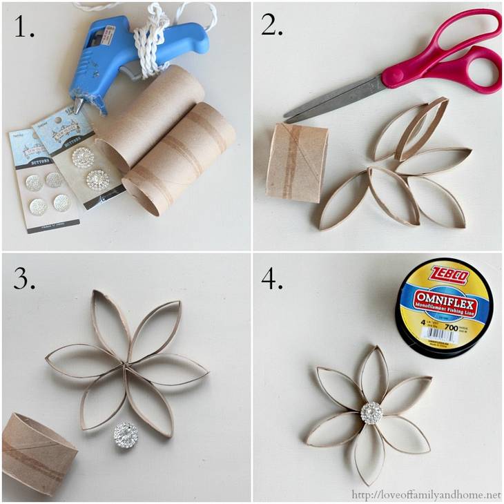 Fleur étoile en rouleaux de papier toilette