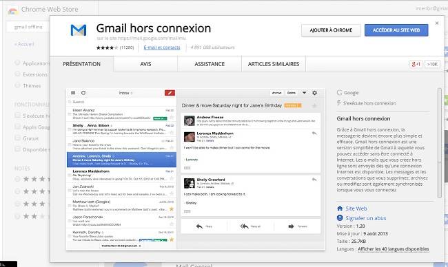 Accéder à Gmail sans connexion Internet