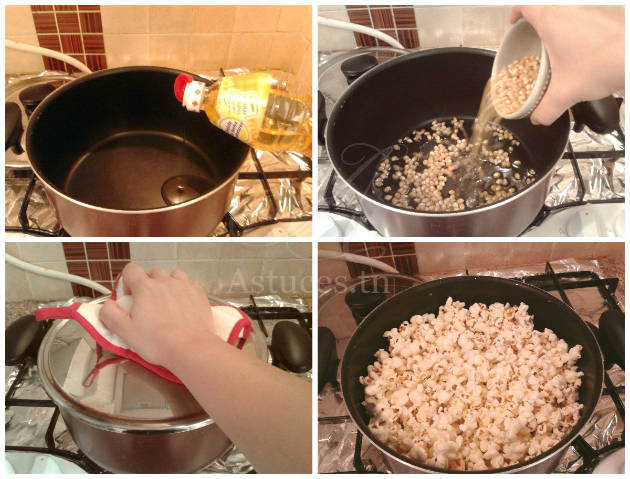Étapes de préparation du pop-corn salé