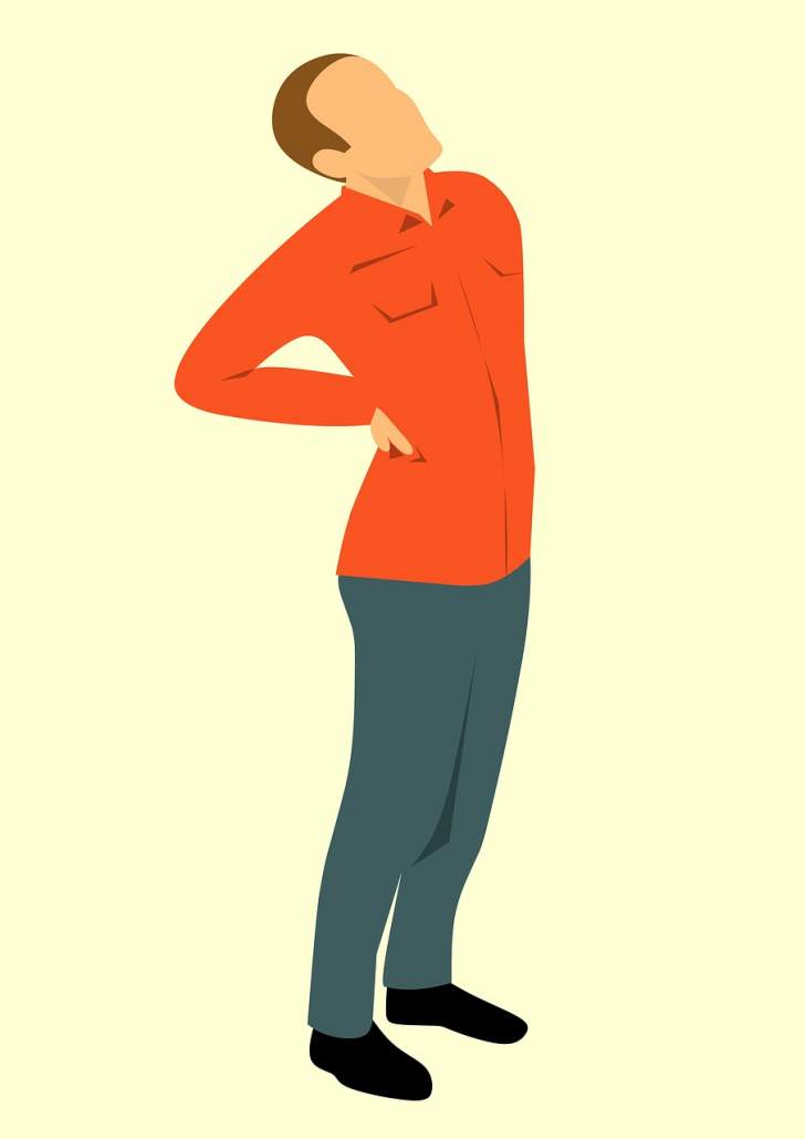 dessin d'homme debout qui a mal au dos