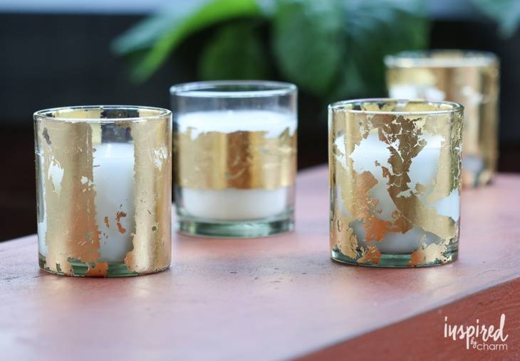 Photophores décorés à la feuille d'or