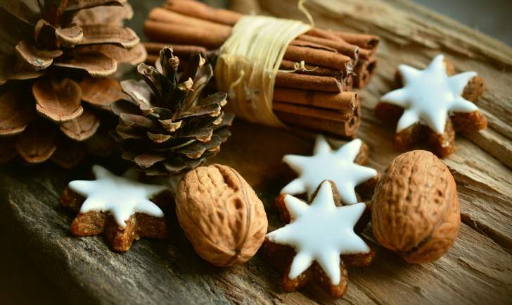 biscuits de pain d'épices cannelle noix pommes de pin parfum de noel 