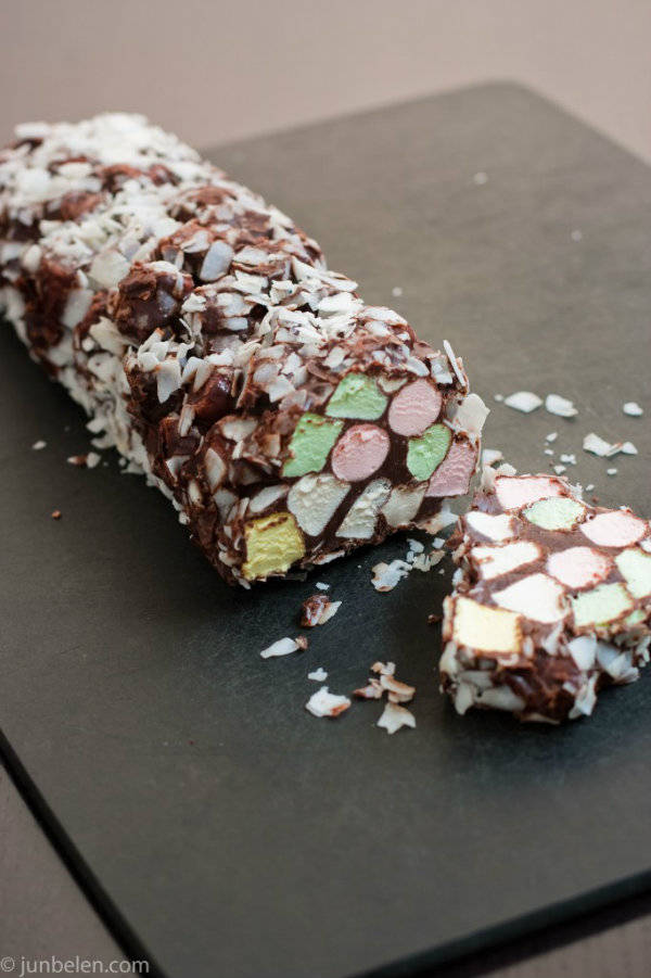 Bûche de Noël aux chamallows sans cuisson