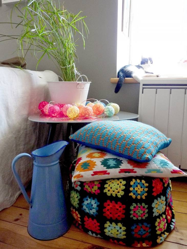 Guirlande lumineuse en boules de laine
