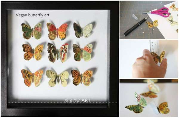 Cadre de papillons en papier