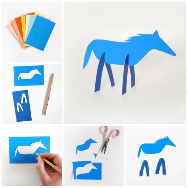 Figurine cheval en papier cartonné