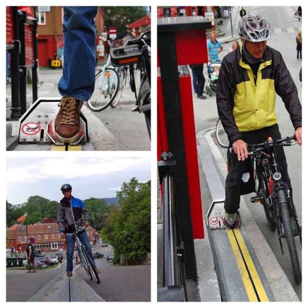 Escalator à vélos en Norvège