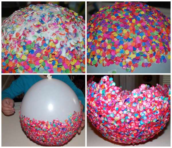 Un bol avec des confettis