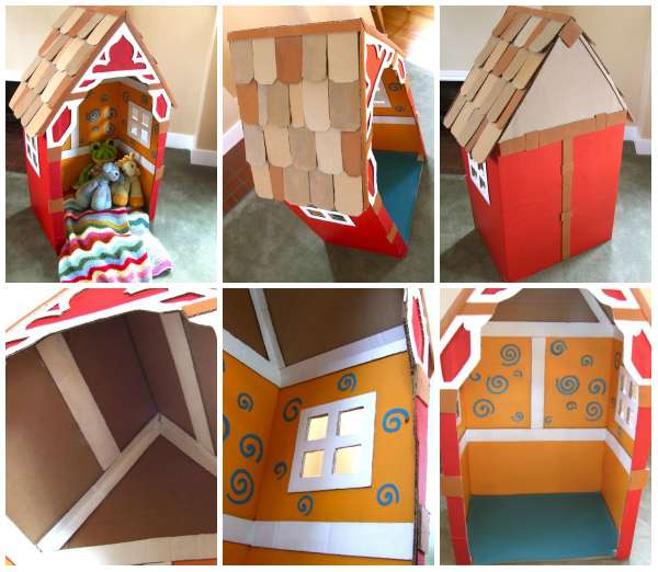 Une maison de poupée faite en carton