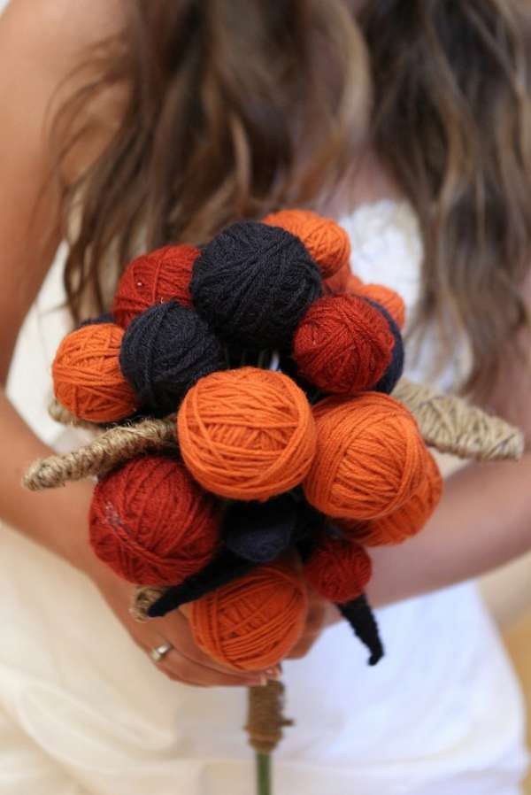 Bouquet de pelotes de laine