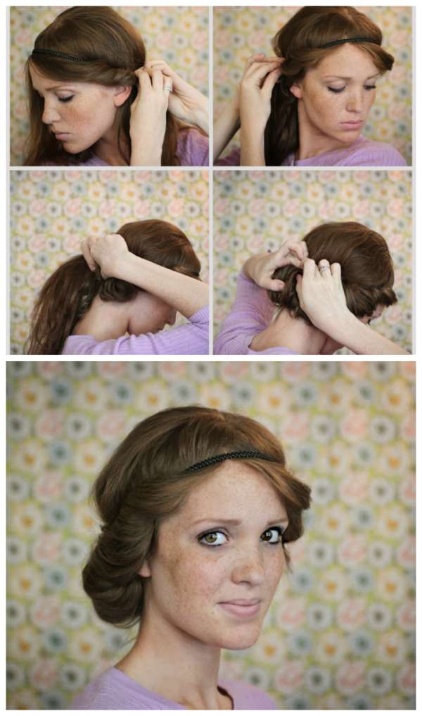Un chignon avec bandeau