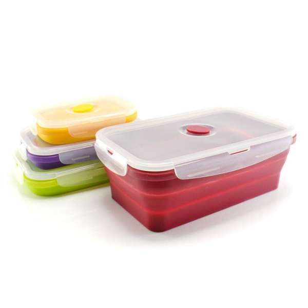 Des lunch box pliables en silicone afin d'économiser de la place dans votre cuisine