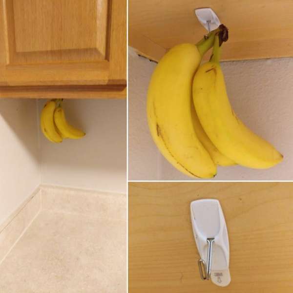 Vous pouvez gagner de la place en accrochant vos bananes
