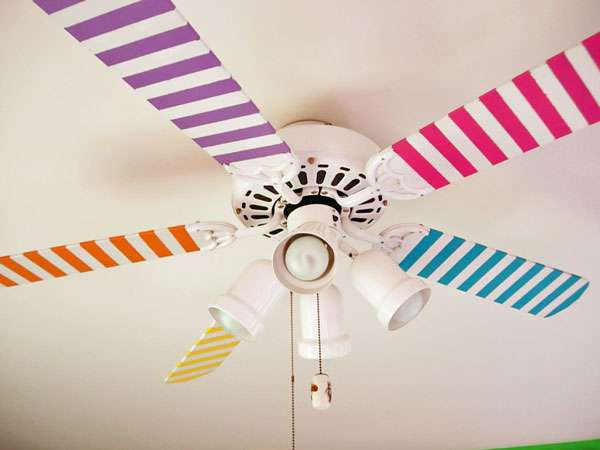 Ventilateur de plafond personnalisé avec du masking tape coloré