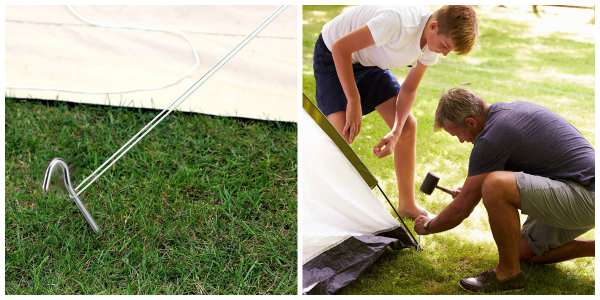 Des piquets en aluminium afin de stabiliser votre tente de camping