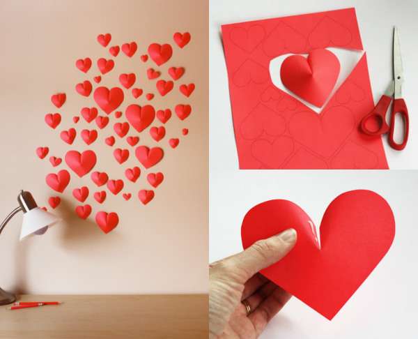Déco murale romantique avec des cœurs en 3D
