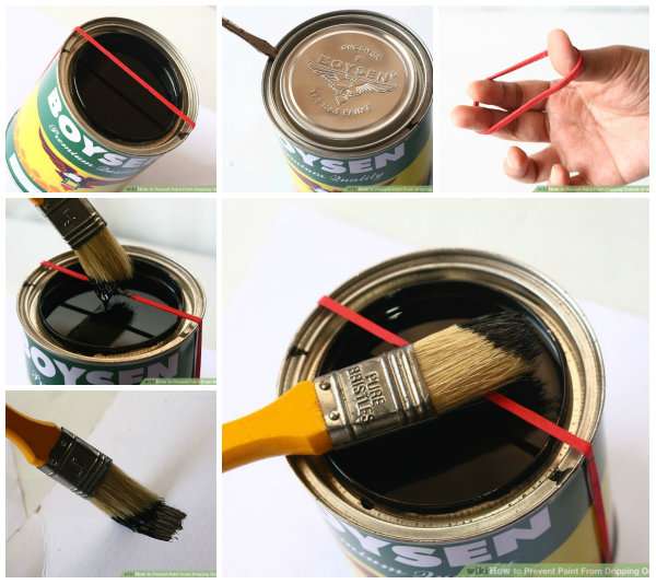 Mettez un élastique autour du pot de peinture pour égoutter le pinceau