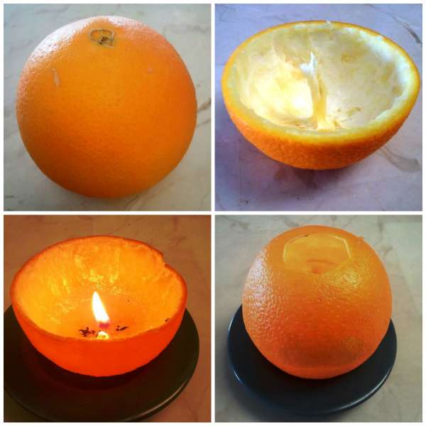Lampe à huile avec une orange