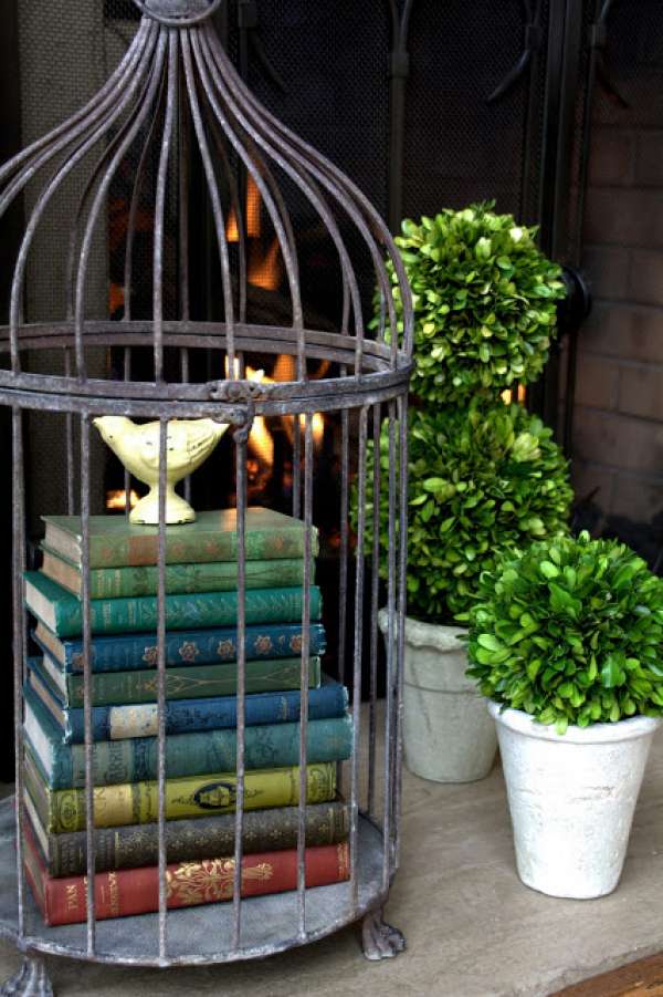 Cage d'oiseau rangement pour livres