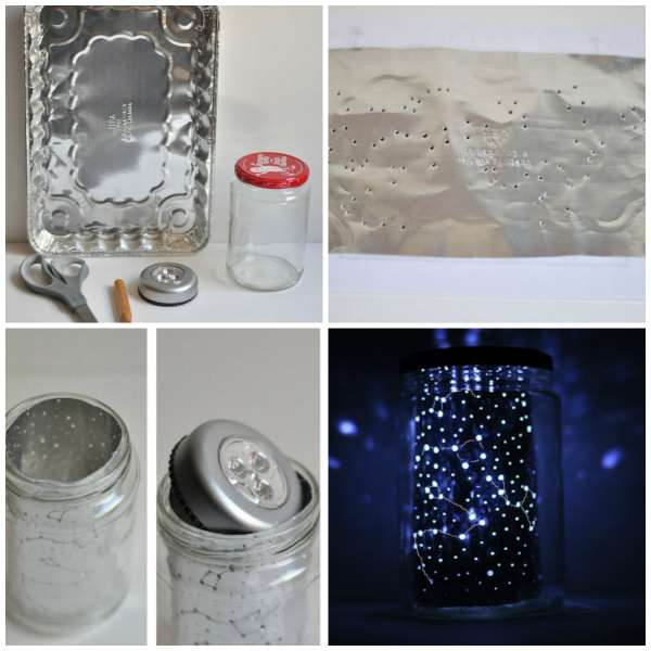 Lampe constellations dans un bocal