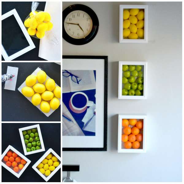 Des tableaux décoratifs pour la cuisine avec des fruits en plastique