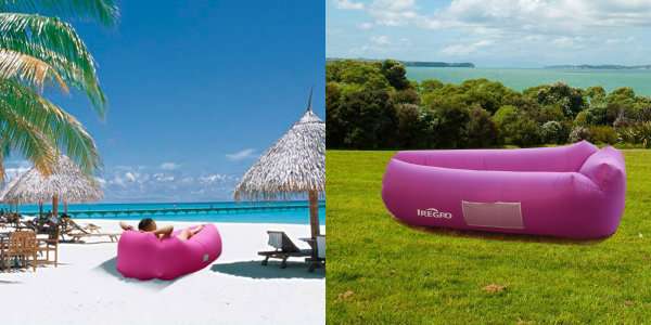 Un canapé facilement gonflable pratique pour les sorties en plein air et idéal pour la plage