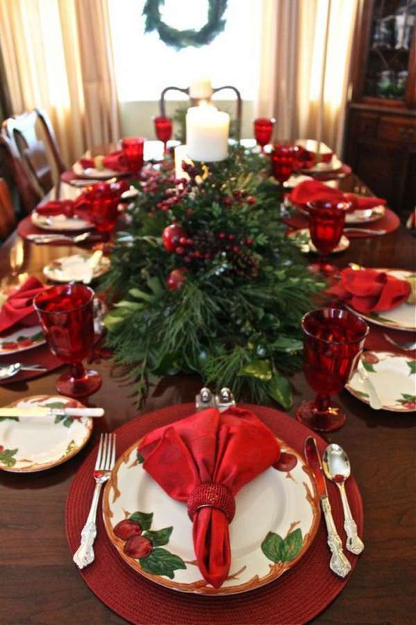 Déco de table dans les couleurs préférées de papa Noël