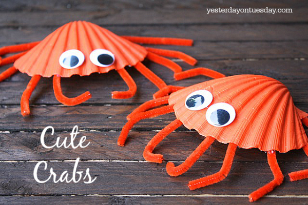 Petits crabes avec des coquillages