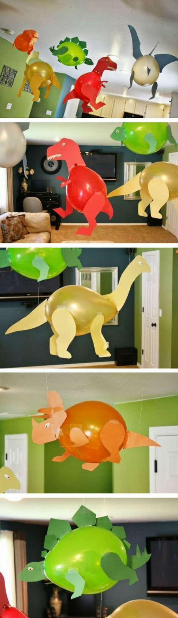Dinosaures avec des ballons multicolores